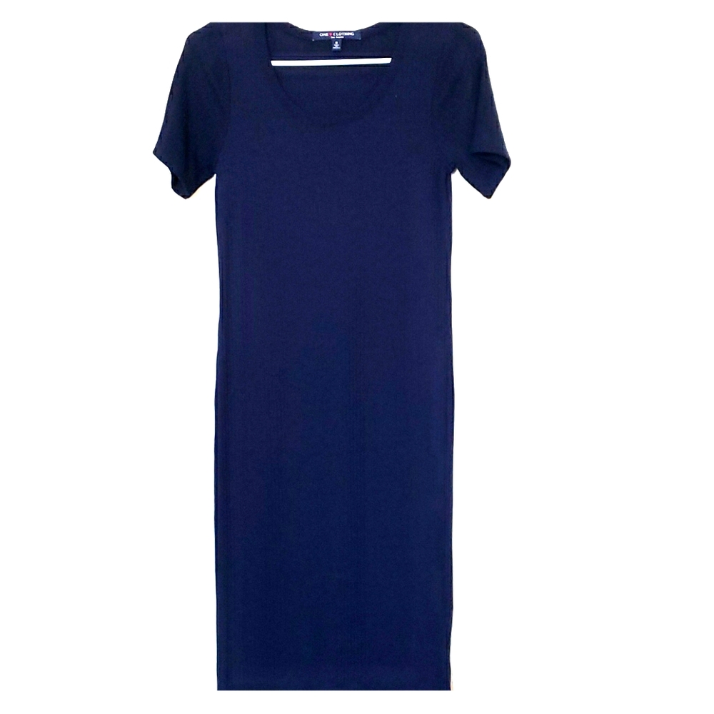 Navy short sleeve sweater dress